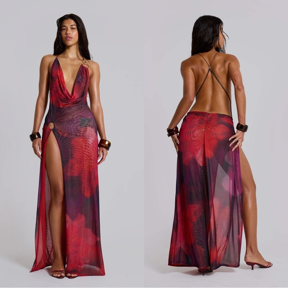 JADED LONDON Vixen Maxi Dress in Blur Floral Print